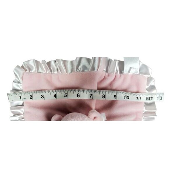 Carters Pink Teddy Bear Rattle Ring Lovey Baby Security Blanket Plush Satin Trim - Picture 4 of 9
